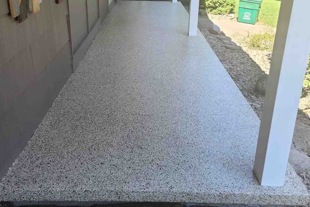 Patio floor coated in epoxy