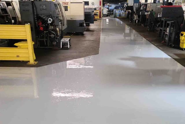 Commercial building with epoxy coated floor
